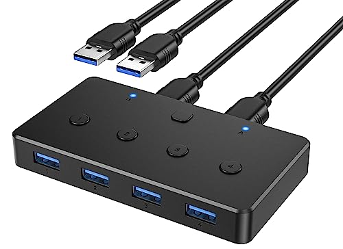 Acasis Kvm Switch,Usb 3.0 Switcher 2 Computers Share 4 Usb 3.0 Ports For Mouse, Keyboard,Printer And More,Usb Switch Compatible With Mac/Windows/Linux #TOP29