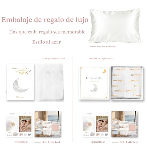 Miniatura 8 de Townssilk Funda De Almohada Reversible De 100 Seda De Morera Pura De 19 Mommes, Para La Salud Del Cabello Y La Piel, 40 X 70 Cm, Con Cremallera Oculta, 600 Hilos, Blanco Natural