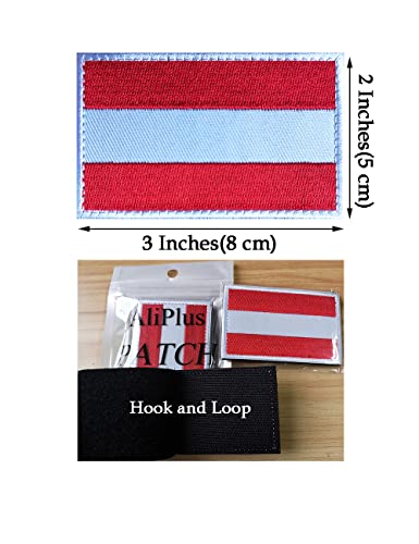 2 PCS AliPlus Austria Flag Patches Embroidered Tactical Military Patch Morale Patch Applique Fastener Hook and Loop