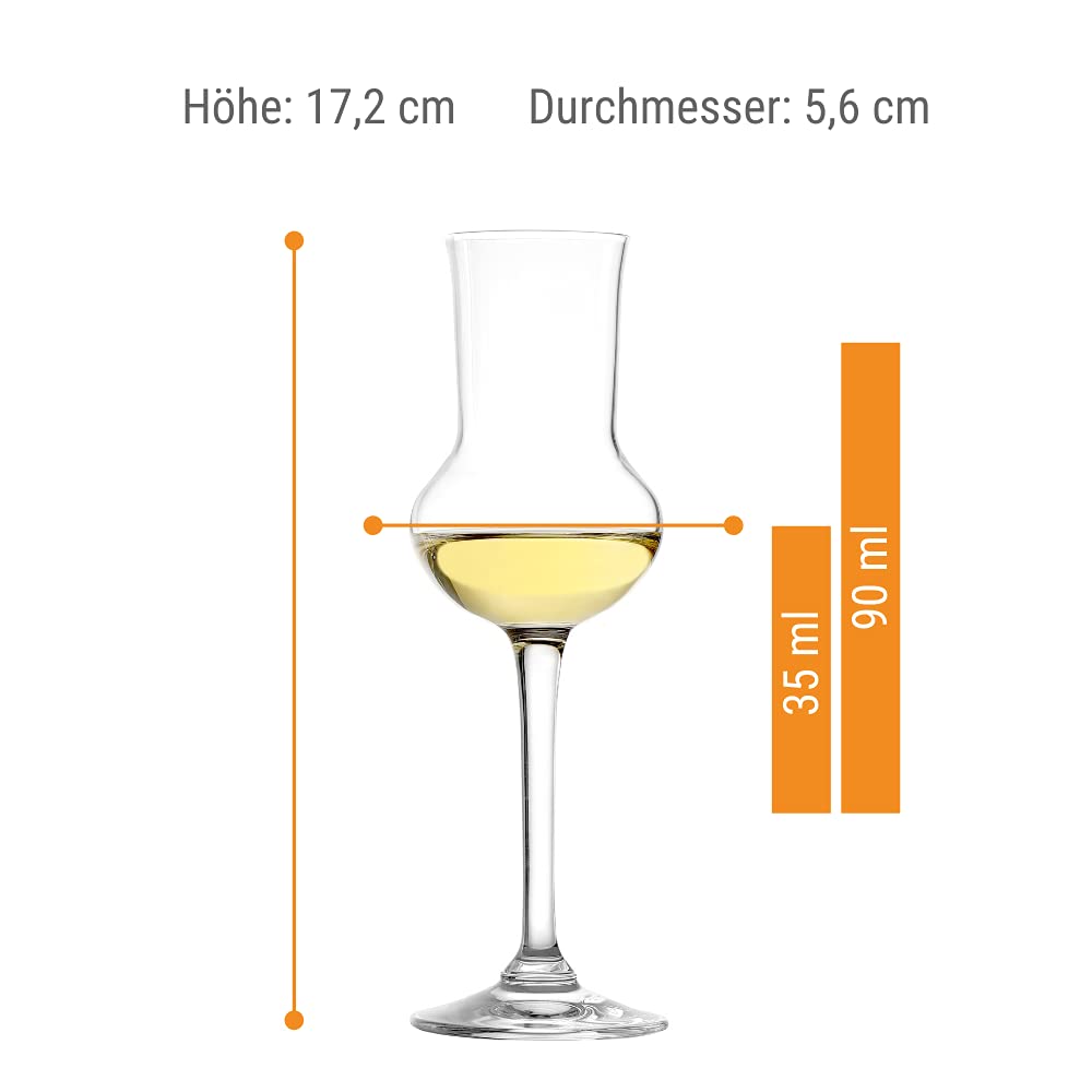 Copas para aguardiente de Stölzle Lausitz, juego de 6, de 87 ml, en imitación a cristal soplado, aptas para lavavajillas, de máxima calidad