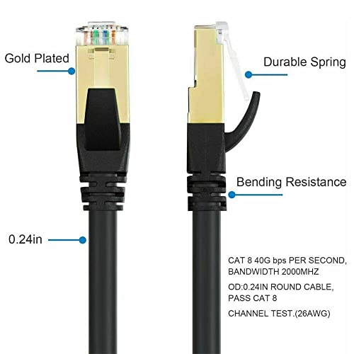Cable Ethernet Cat 8 RJ45 30 pies Negro miniatura 4