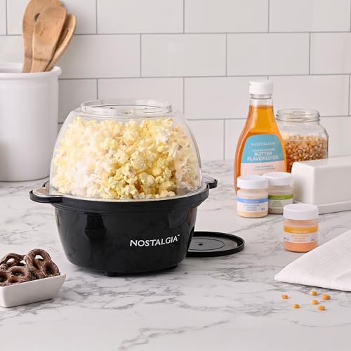 Nostalgia Classic Electric Stirring Popcorn Maker, Makes 8 Cups, Large Lid Doubles as Serving Bowl, Quick Heat Technology, for Kettle Corn and Roasted Nuts, Black - image 5