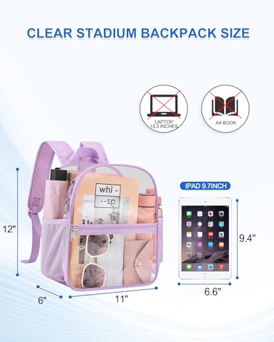 Image of Clear Backpack for Stadium Events, 12x12x6 Small Clear Plastic bag with Reinforced Straps for Game Security Festival Concert
