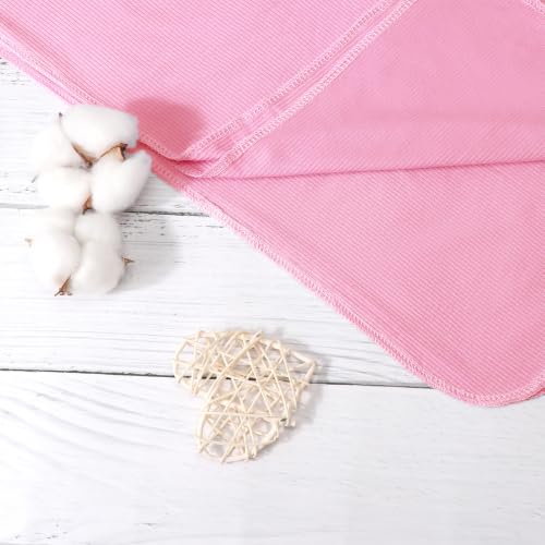 Image of DRESHOW BQUBO Baby Girl Newborn Receiving Blankets with Bow Hat Headband Wooden Birth Announcement Card Set Newborn Baby Swaddle Wrap Set Warm Shower Gift