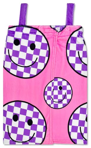iscream Big Girls' Silky Soft Plush Spa Wrap for Home, Travel, Summer Camp - Bold & Bright Collection