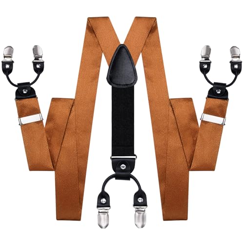 Image of Dubulle Suspender and Bow Tie for Men Paisley Solid Mens Suit Braces Pretied Bowtie and Handkerchief Cufflinks Formal Wedding