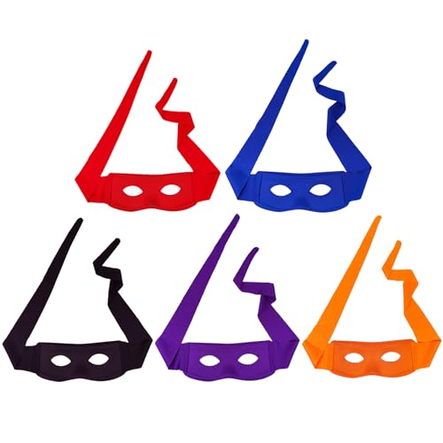 FHARLXQ 5 Pcs Ninja Mask Halloween Costume Eye Mask Hero Masquerade Cosplay Accessories Dress up Party