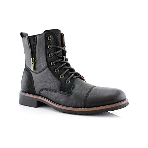 Ferro Aldo Reid MFA808561B Mens Casual Cap Toe Boot Motorcycle Zipper Boots Men, Black, 11 Cover
