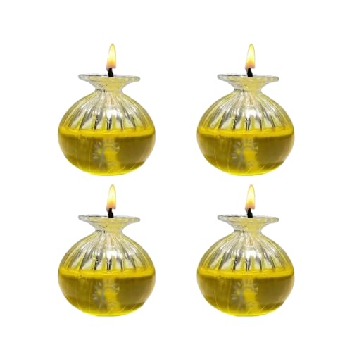 Glass Fancy Udupi Nanda Table Diya | Akhand Glass Diya | Chambu Diya for Puja Room, Temple Home Office Festive Decor (Pack of 4)-image-27