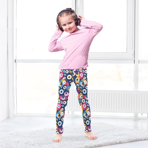 KLL Black and White Evil Eyes Toddler Girls Athletic Leggings Casual Full Length Activewear Gym4
