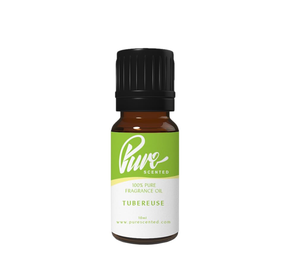 Pure Scented 10ml Fragrance Oils - 1 x 10ml Suitable for Candles, Soaps, Slime, Diffusers, Cosmetics, Wax Melts, Designer (1 x 10ml, Tubereuse)