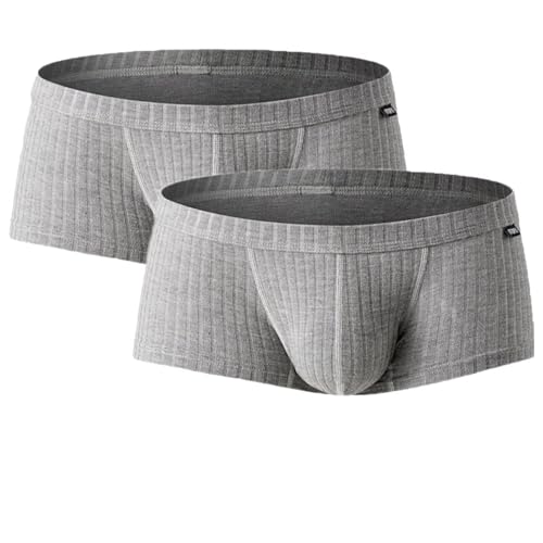 Dweiloxa 2 piezas de ropa interior sexy para hombre, calzoncillos tipo bóxer de modal, bragas transpirables para hombre, 2 gris , X-Large