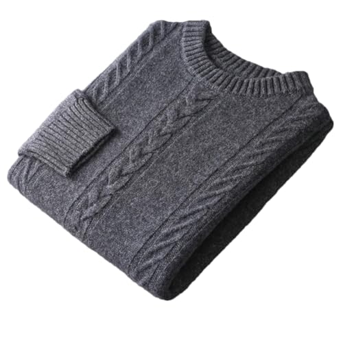 Men's Merino Wool Knitted Sweater O-Neck Cable Stitch Pullover Autumn Winter Casual Tops Soft Warm Jumper