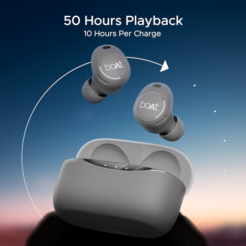 Image of boAt Airdopes 121 V2 Plus Truly Wireless in Ear Ear Buds w / 50 HRS Playtime,Quad Mics w /ENx Tech,ASAP Charging, Beast Mode(50ms Low Latency),BTv5.3 & IPX4(Slate Grey)
