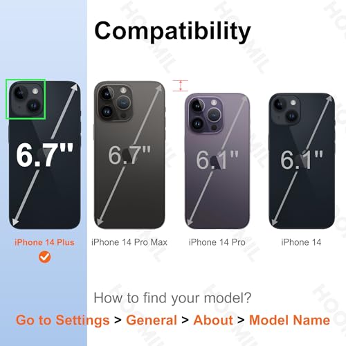 Image of HOOMIL Case for iPhone 14 Plus 6.7-Inch, Non-Yellowing, Drop Protection, Anti-Scratch Transparent Hard Back Phone Cover - Black Clear