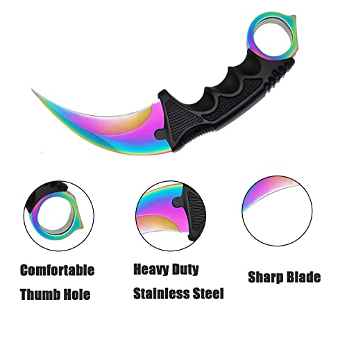 ZLIXING Karambit Knife 2 Pieces Fixed Blade Tactical Knives Survival Knife with Sheath Men Gifts Cool Stuff Gadgets for Csgo Hiking Fishing Hunting