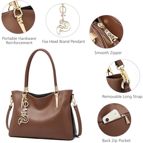 Image of FOXLOVER Soft Genuine Leather Medium Purses for Women Tote Bag Handbags with Top-handles Shoulder Satchel Purse