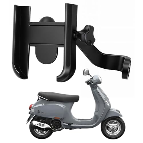 Image of Metal CNC Mobile Holder for Scooter, Scooty & Motorcycle Compatible for Vespa ZX 125, Mirror Mount, 360 Rotation, Strong Anti-Slip Grip, Wide Adjustable Fit for All Smartphones (Black)