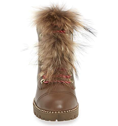 Cecelia New York Trekker Mustang Gold Multi Fur Lace Up Hiker Combat Booties4