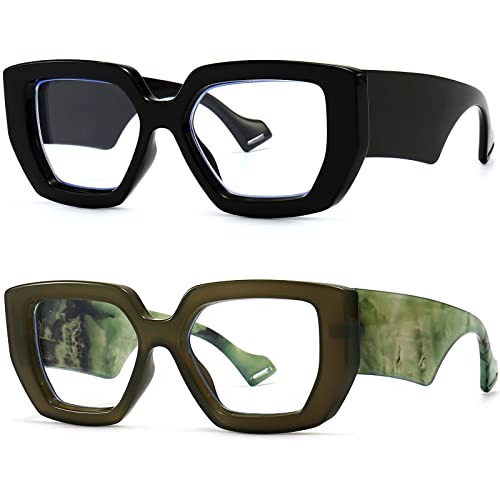 Image of Breaksun Thick Frame Blue Light Glasses for Women Men Fashion Oversized Square Computer Gaming Eyeglasses