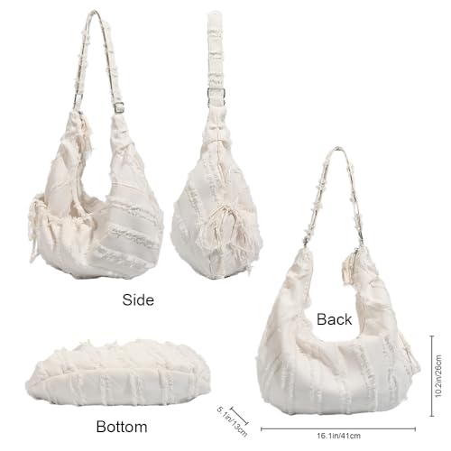 Women Canvas Shoulder Handbag Large Capacity Crossbody Bag Lightweight Tote Purse3