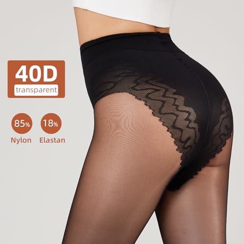 Indestructible Semi Sheer Tights for Women, 40D Rip Resistant High Waist Control Pantyhose with Bikini Edge Crotch3