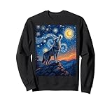 Gray Wolf Van Gogh's Starry Night Wildlife Art