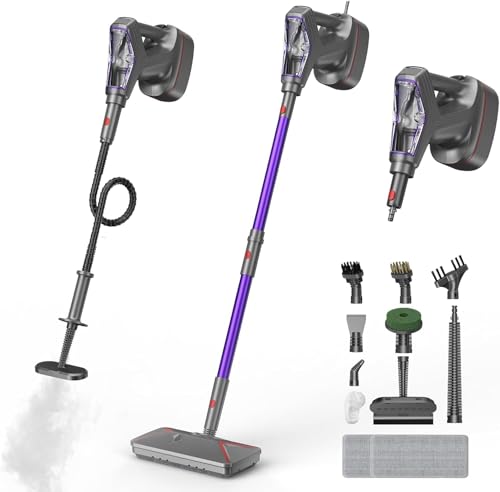 Nettoyeur vapeur et balai vapeur avec PowerPad, 29 accessoires, nettoyage écologique sans produits chimiques, pour tous les sols, tapis, fenêtres, salles de...