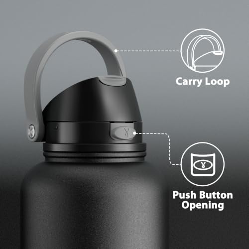 Image of Meoky 64 oz Insulated Water Bottle, Half Gallon Water Jug for Sports Gym | Cold for 36 Hours, 2-in-1 Straw and Spout Lid, Leak Proof, Non-slip Base, Stainless Steel Large Water Bottle, Night