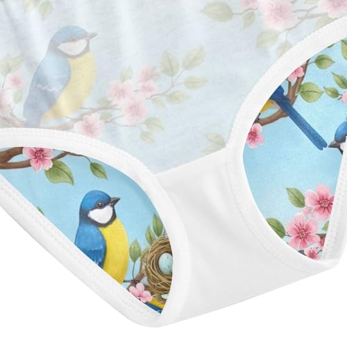 Underwear Girls, Blue Yellow Birds Toddler Panties, Girls Underwear Cotton, 2T–8 Years4