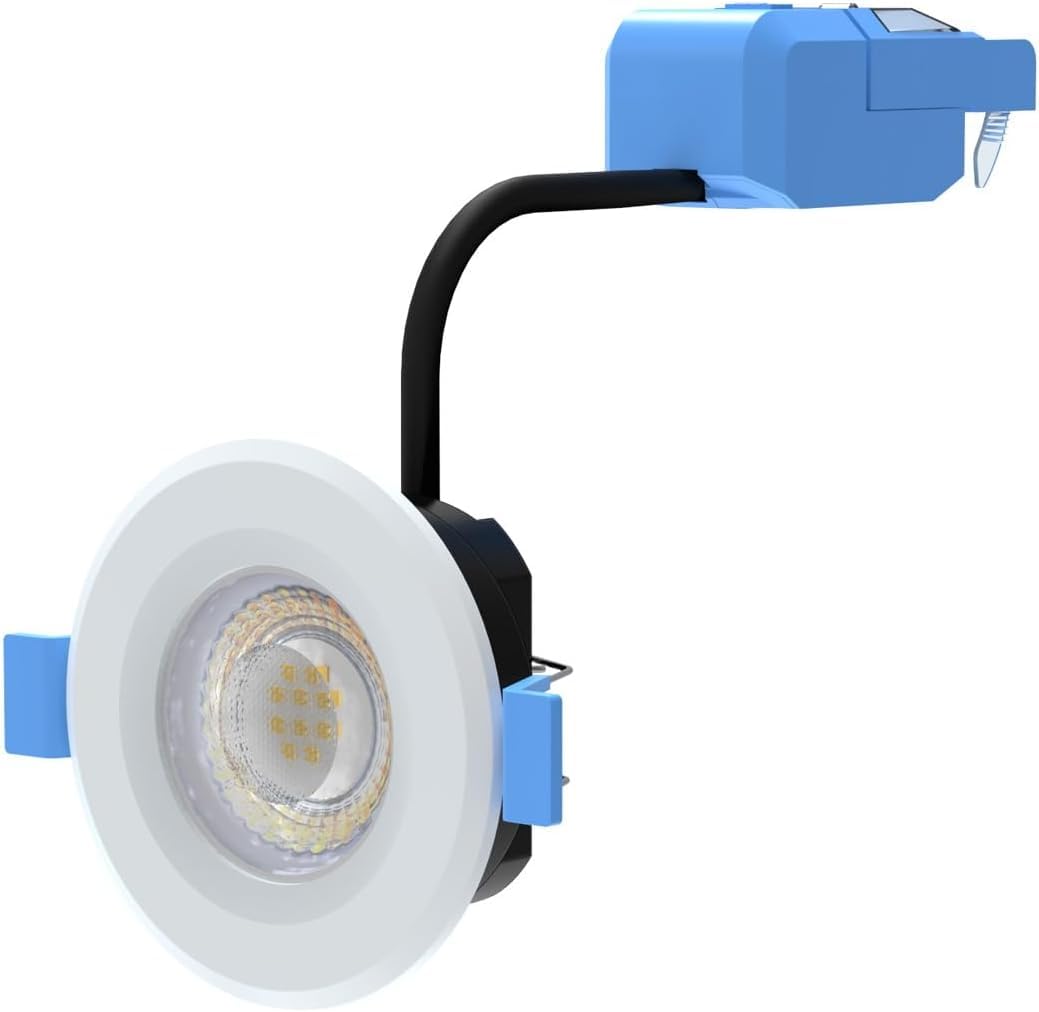 Simple Lighting Pack of 3 - Fire Rated LED Downlight, White, 7W 650 Lumens, Fixed Beam, CCT Switchable (3000K/4000K/6000K), IP65 Waterproof, Ultra-Slim 44mm, Dimmable, 63-75mm Cut-Out (3)