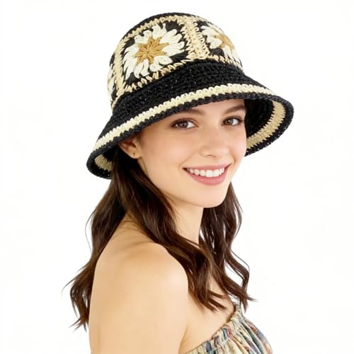 Gorro de verano tejido en paja para mujer, talla mediana miniatura 6