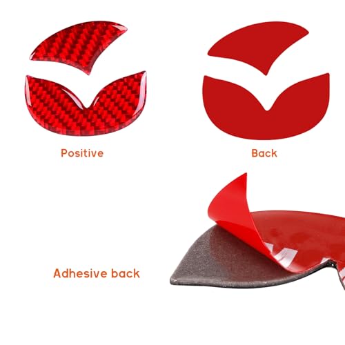 Image of Bilisin Compatible with Rear Tailgate Insert Emblem Logo Carbon Fiber Emblem Badge Decal Cover Trim with Strong Adhesive for Mazda CX-3 2018-2024 Red