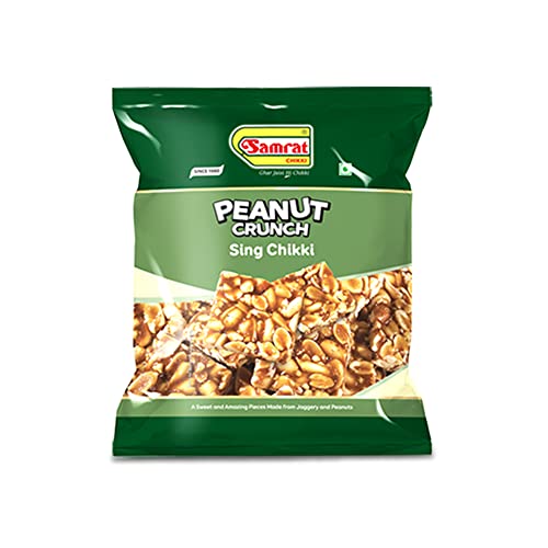Samrat Peanut Bar / Chikki (Indian Brittle) 400 Gram- All natural. Chikki Bar, Peanut Brittle Candy,Crunchy, Indian snacks
