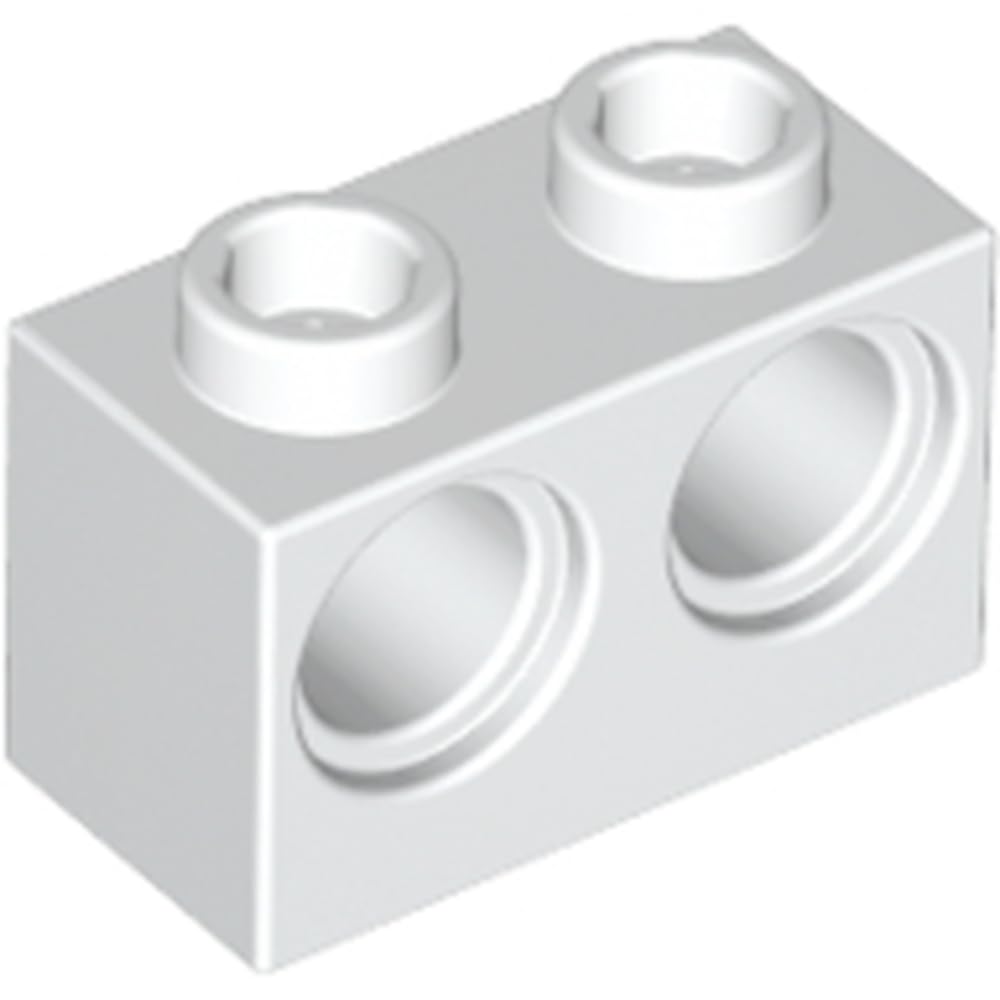 LEGO Technic, Brick 1 x 2 with Axle Hole –, Part 32000, Choose Your Colour (White, 10, count)