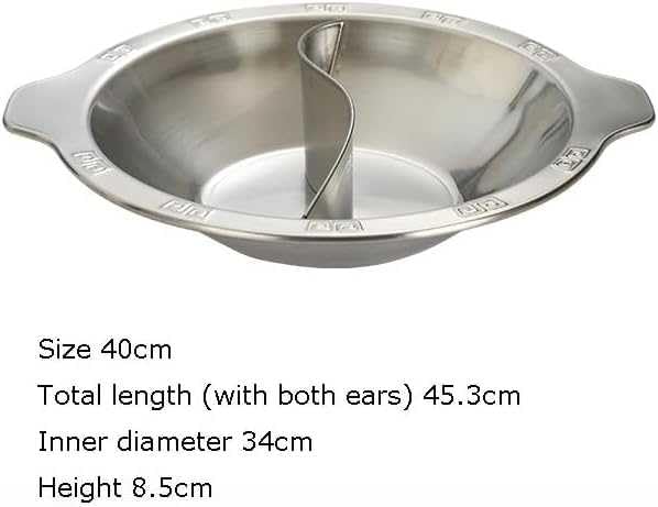 Olla Caliente De Acero Inoxidable De Doble Sabor con Divisor para Fiestas Y Reuniones，Silver-32cm