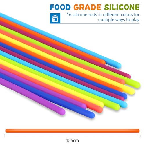 Sensorik Spielzeug für Kinder ab 3+ und Erwachsene,Montessori Silikon Sensory Fidget Spiel Toys,Autismus Spielzeug mit 16 Zählstangen Schnüren