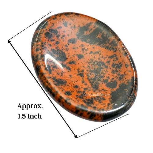 Image of Mahogany Obsidian Crystal Thumb Worry Pebbles Stones for Anxiety Stress Relief Massage - AAA Grade Original Healing Gemstone Agate Rubbing Stone for Yoga Meditation Spiritual Reiki Feng Shui