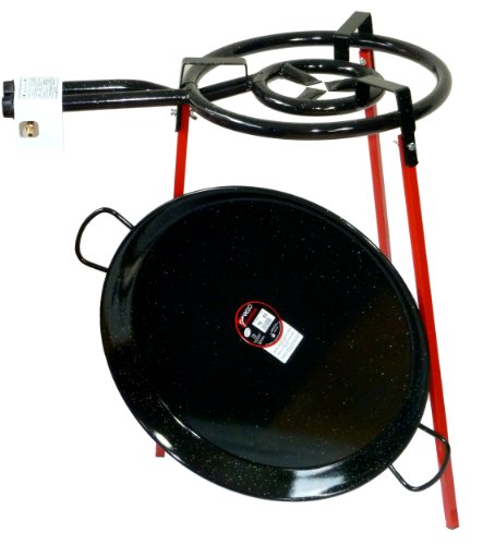 Ensemble de cuisson pour paella – Double brûleur 400 mm avec poêle à paella émaillée 60 cm