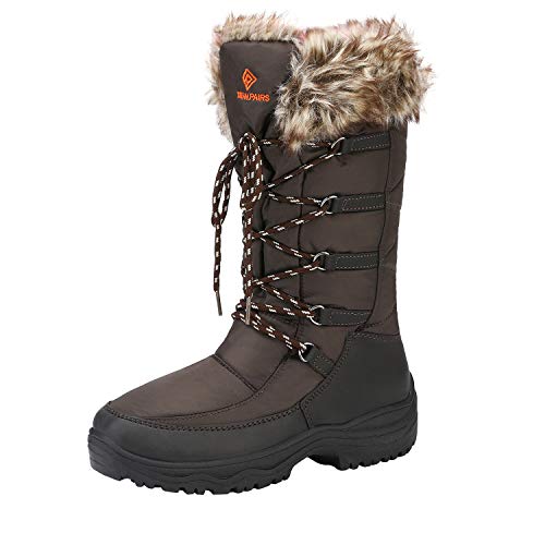 DREAM PAIRS Women's Warm Faux Fur Lined Mid-Calf Winter Snow Boots 6 Brown