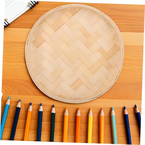 Anneome Unpainted Round Bamboo Wall Decor Tray Lightweight Woven Hanging Sieve for Bedroom Living Multipurpose Bamboo Serving Basket and Creative Handmade Ornament for Festive Parties - Image 7