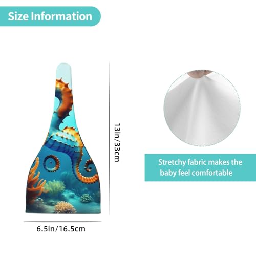 Newborn Baby Hat, Seabed Coral Seahorse Print Soft Top Knot Beanie Cap, Cute Baby Headwear for 0-6 Months4