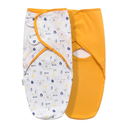 Image of Baby Swaddle Blanket, 2 Pack, Small-Medium, 0-3 Months, Orange | Newborn Swaddles, Easy Change Infant Wrap, Adjustable Swaddle Blanket