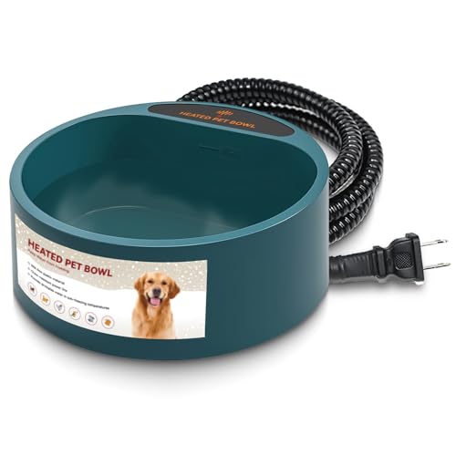 Heated Water Bowl, 2.2L Heating Water Dish Provides Drinkable Water in Winter, IP67 Waterproof Heated Pet Bowl Thermal Water Bowl for Dog Cat Chickens Rabbits Bird