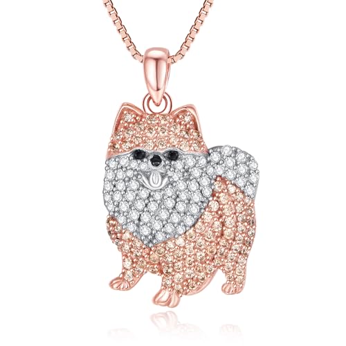 TANGPOET Dog Breed Pendant Necklace Genuine 925 Sterling Silver Cubic Zirconia Puppy Jewelry Birthday Christmas Graduation Gift for Dog Moms Lovers Owners