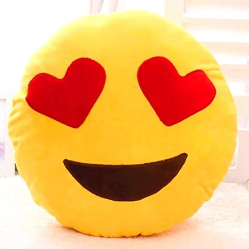 32cm Smile Emoticon Cushion Heart Eye Smile Yellow Round Cushion Pillow Stuffed Plush Soft Gift Toy