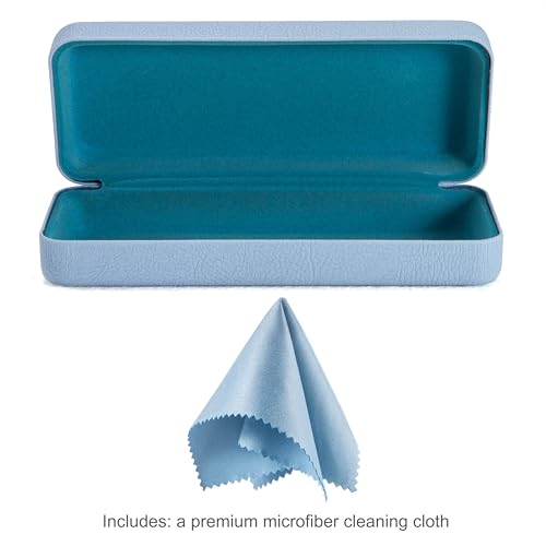 Image of TRIUMPH VISION Sunglasses Case Hard Shell Glasses Case Eyewear Eyeglasses | Sunglass Eyeglass Hard Case for Women and Men Metal PU Leather Lined Storage with Microfiber Cleaning Cloth Protection
