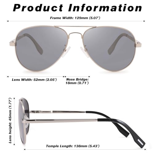 COASION Polarized Aviator Sunglasses for Juniors Small Face Women Men Vintage UV400 Protection Shades3