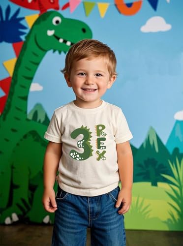 2-6 Rex Birthday Shirts Toddler Kids Dinosaur Theme Birthday T-Shirts Cotton Short Sleeve Tees3