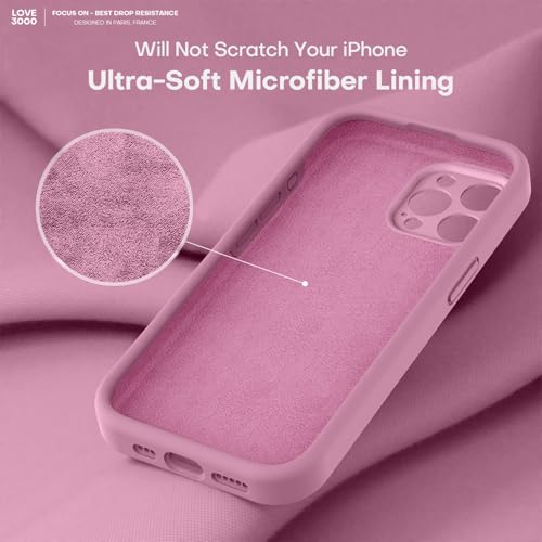 Image of LOVE 3000 Designed for iPhone 15 Pro Max Case, Premium Silicone with [Soft Anti-Scratch Microfiber Lining] Shockproof Protective Phone Case for Men Women Girls 6.7 inch, Lavender Purple